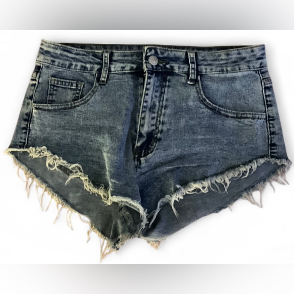 Manfinity Micro Distressed Denim Shorts Women's Size M Frayed Hem Jean Shorts